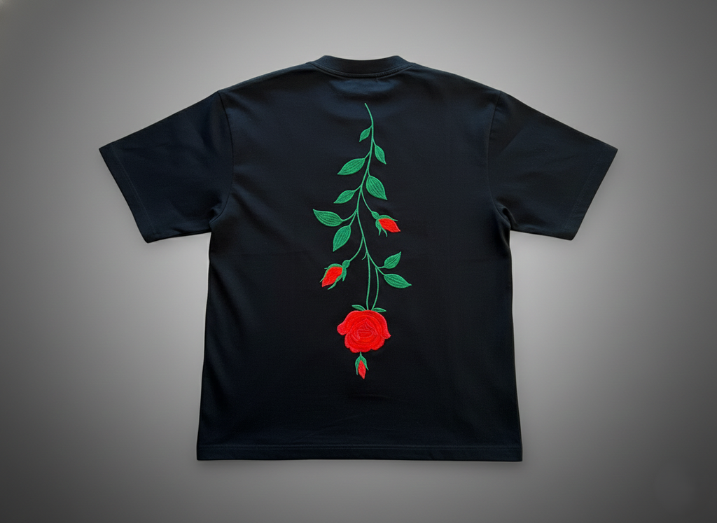 Rose of Becoming Premium Oversized Tee in Black