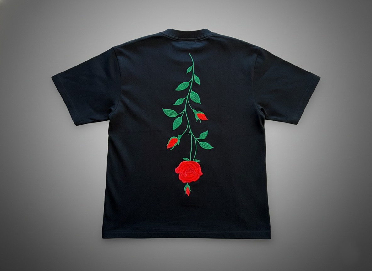 Rose of Becoming Premium Oversized Tee in Black