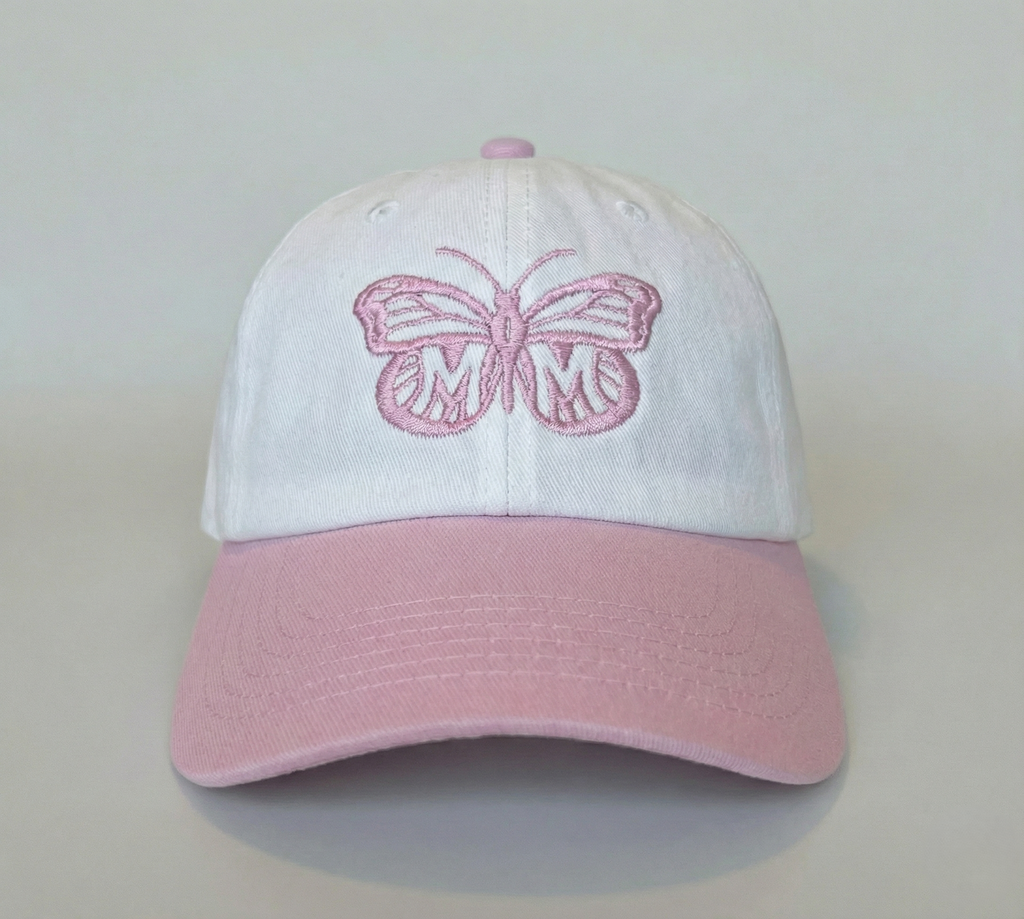 The Butterfly Effect Dad Hat in Baby Pink/White