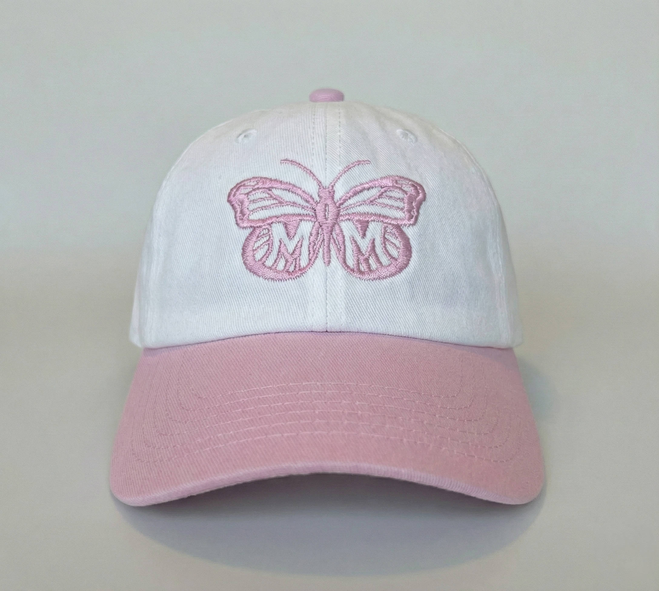 The Butterfly Effect Dad Hat in Baby Pink/White